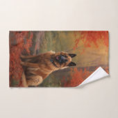 Belgian Shepherd in Autumn Leaves Herfst Inspire Bad Handdoek (Handdoek)