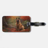 Belgian Shepherd in Autumn Leaves Herfst Inspire Bagagelabel (Achterkant horizontaal)