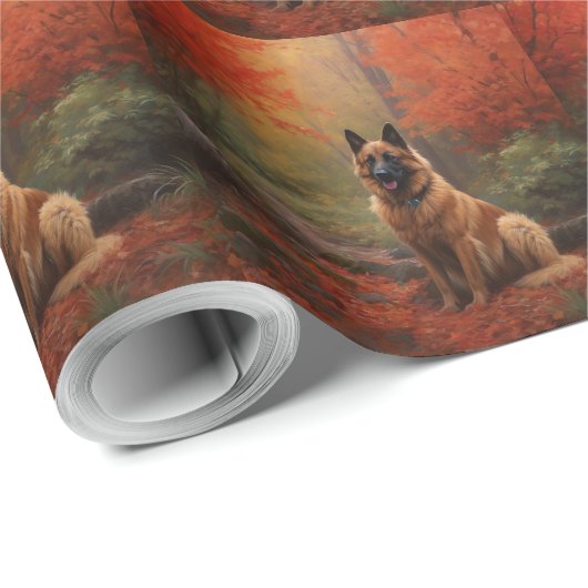 Belgian Shepherd in Autumn Leaves Herfst Inspire Cadeaupapier (Rol Hoek)