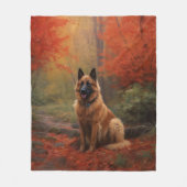 Belgian Shepherd in Autumn Leaves Herfst Inspire Fleece Deken (Voorkant)