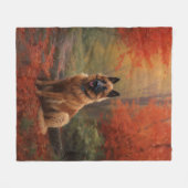 Belgian Shepherd in Autumn Leaves Herfst Inspire Fleece Deken (Voorkant (Horizontaal))