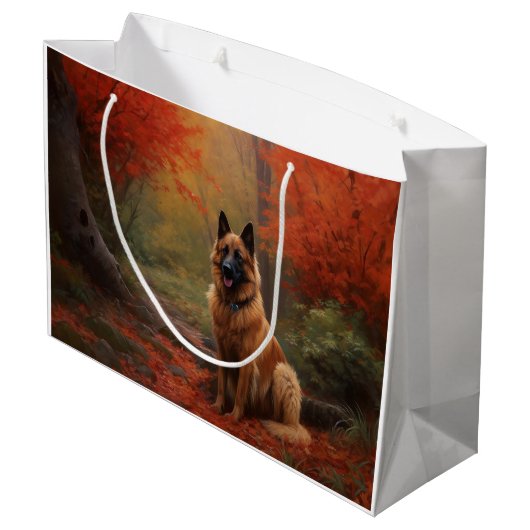 Belgian Shepherd in Autumn Leaves Herfst Inspire Groot Cadeauzakje (Achterkant Gekanteld)