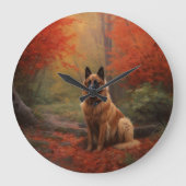 Belgian Shepherd in Autumn Leaves Herfst Inspire Grote Klok (Voorkant)