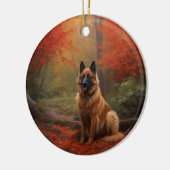 Belgian Shepherd in Autumn Leaves Herfst Inspire Keramisch Ornament (Links)