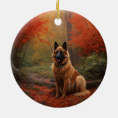Belgian Shepherd in Autumn Leaves Herfst Inspire Keramisch Ornament (Achterkant)