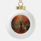 Belgian Shepherd in Autumn Leaves Herfst Inspire Keramische Bal Ornament (Voorkant)