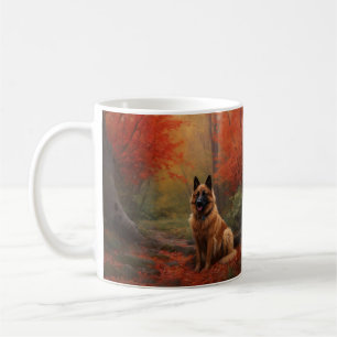 Belgian Shepherd in Autumn Leaves Herfst Inspire Koffiemok