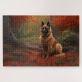 Belgian Shepherd in Autumn Leaves Herfst Inspire Legpuzzel (Horizontaal)
