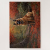 Belgian Shepherd in Autumn Leaves Herfst Inspire Legpuzzel (Verticaal)