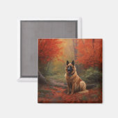 Belgian Shepherd in Autumn Leaves Herfst Inspire Magneet (Voorkant / Achterkant)