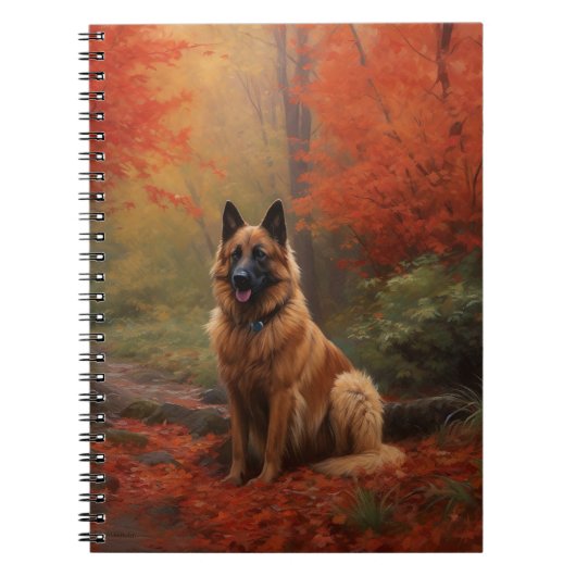 Belgian Shepherd in Autumn Leaves Herfst Inspire Notitieboek (Voorkant)