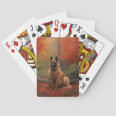 Belgian Shepherd in Autumn Leaves Herfst Inspire Pokerkaarten (Achterkant)