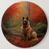 Belgian Shepherd in Autumn Leaves Herfst Inspire Ronde Button 6,0 Cm (Voorkant)