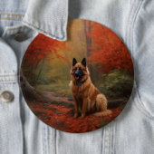 Belgian Shepherd in Autumn Leaves Herfst Inspire Ronde Button 6,0 Cm (In situ)