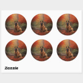 Belgian Shepherd in Autumn Leaves Herfst Inspire Ronde Sticker (Vel)