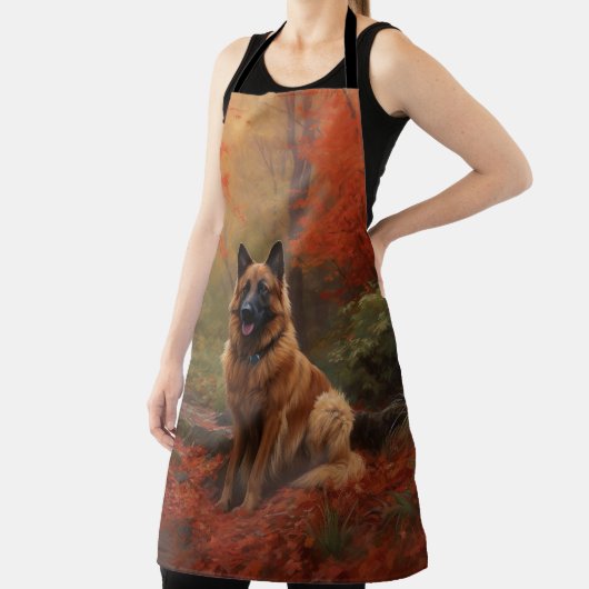 Belgian Shepherd in Autumn Leaves Herfst Inspire Schort (Insitu)