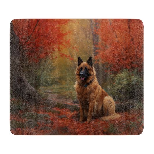 Belgian Shepherd in Autumn Leaves Herfst Inspire Snijplank (Voorkant)