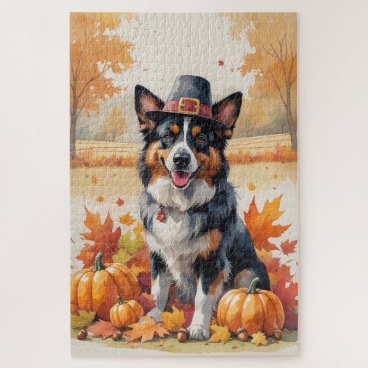 Belgian Shepherd in Autumn verlaat Thanksgiving Legpuzzel (Verticaal)