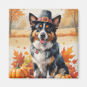 Belgian Shepherd in Autumn verlaat Thanksgiving Magneet (Voorkant)