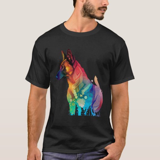 Belgian Shepherd Malinois Colorful Pop Splash T-shirt (Voorkant)