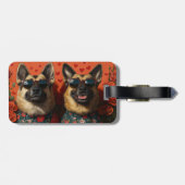 Belgian Shepherd met hart Rozen Valentijnsdag Bagagelabel (Achterkant horizontaal)
