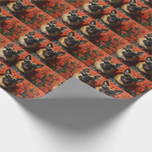 Belgian Shepherd met hart Rozen Valentijnsdag Cadeaupapier (Hoek)