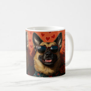 Belgian Shepherd met hart Rozen Valentijnsdag Koffiemok