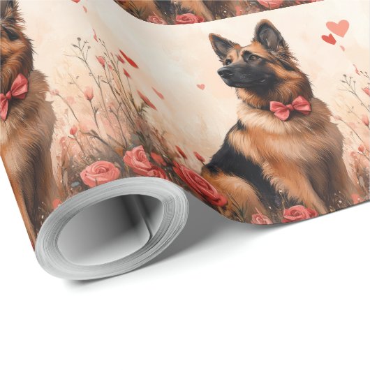 Belgian Shepherd met Rozen - Valentijnsdag Cadeaupapier (Rol Hoek)