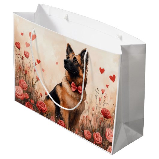Belgian Shepherd met Rozen - Valentijnsdag Groot Cadeauzakje (Achterkant Gekanteld)