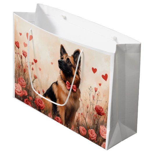 Belgian Shepherd met Rozen - Valentijnsdag Groot Cadeauzakje (Voorkant Gekanteld)