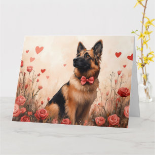 Belgian Shepherd met Rozen - Valentijnsdag Kaart