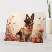 Belgian Shepherd met Rozen - Valentijnsdag Kaart (Voorkant)