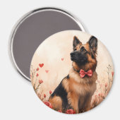 Belgian Shepherd met Rozen - Valentijnsdag Magneet (Voorkant / Achterkant)