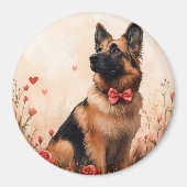 Belgian Shepherd met Rozen - Valentijnsdag Magneet (Voorkant)
