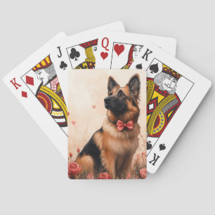 Belgian Shepherd met Rozen - Valentijnsdag Pokerkaarten