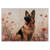 Belgian Shepherd met Rozen - Valentijnsdag Snijplank (Voorkant)