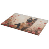 Belgian Shepherd met Rozen - Valentijnsdag Snijplank (Hoek)