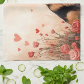 Belgian Shepherd met Rozen - Valentijnsdag Theedoek (Gevouwen)