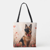 Belgian Shepherd met Rozen - Valentijnsdag Tote Bag (Achterkant)