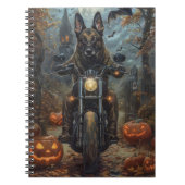 Belgian Shepherd Riding Motorcycle Halloween Scary Notitieboek (Voorkant)