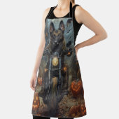 Belgian Shepherd Riding Motorcycle Halloween Scary Schort (Insitu)