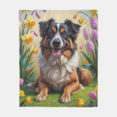 Belgian Shepherd Spring Bloemen Schilderij Fleece Deken (Voorkant)