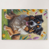 Belgian Shepherd Spring Bloemen Schilderij Legpuzzel (Horizontaal)