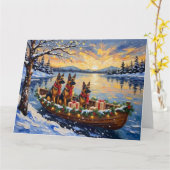 Belgian Shepherd Tervuren Christmas Boat Holiday Kaart (Gele Bloem)