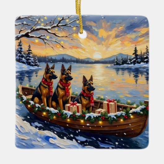 Belgian Shepherd Tervuren Christmas Boat Holiday Keramisch Ornament (Voorkant)