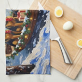 Belgian Shepherd Tervuren Christmas Boat Holiday Theedoek (Quarter Fold)