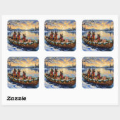 Belgian Shepherd Tervuren Christmas Boat Holiday Vierkante Sticker (Vel)