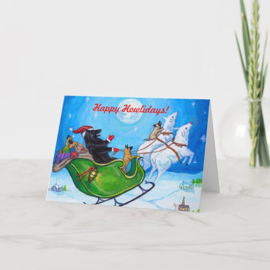 Belgian Shepherd Tervuren Sheepdog Xmas Notecard Feestdagen Kaart (Voorkant)