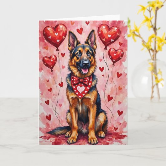 Belgian Shepherd Valentine’s Day Dog with Hearts Kaart (Gele Bloem)