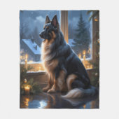 Belgian Shepherd With Christmas Lights Holiday Fleece Deken (Voorkant)